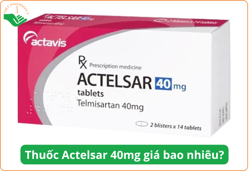 Actelsar 40mg có giá dao động từ 165.000 – 225.000 đồng/hộp 2 vỉ x 14 viên (tổng 28 viên).