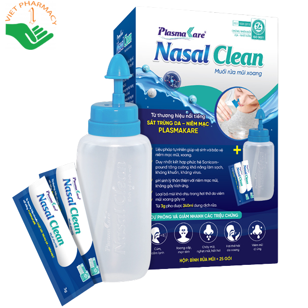 Bộ rửa mũi xoang PlasmaKare Nasal Clean kháng khuẩn, kháng virus, làm sạch hiệu quả, an toàn