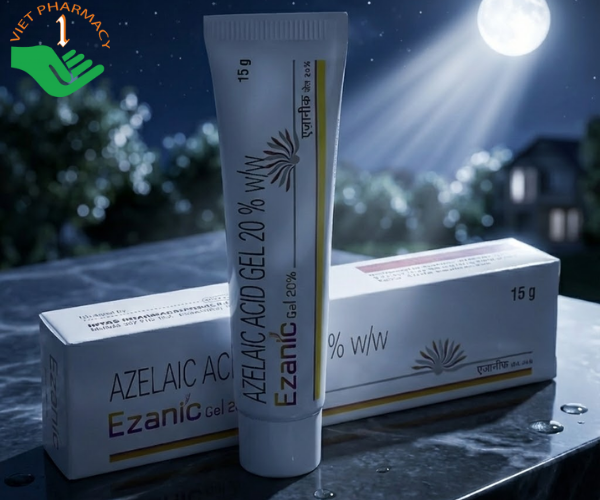 Gel trị mụn giảm thâm Ezanic Gel 20% Azelaic Acid (Hộp 1 tuýp 15g)