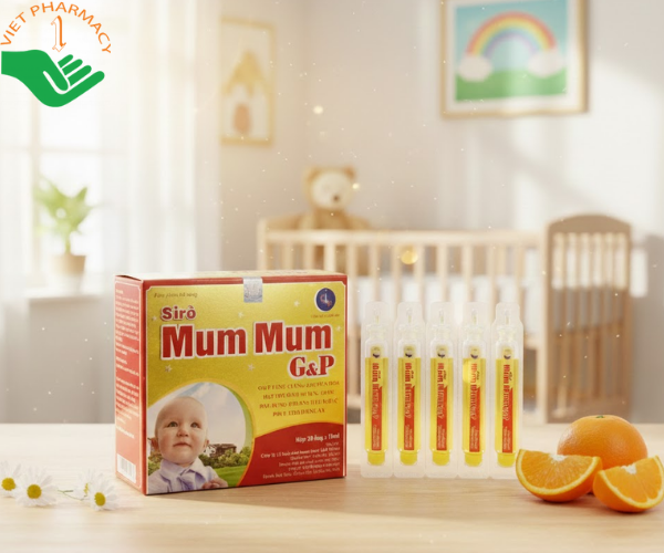 Siro Mum Mum GP giúp ăn ngon tiêu hóa khỏe, tăng cường hấp thu dinh dưỡng, giảm biếng ăn (Hộp 20 ống x 10ml)