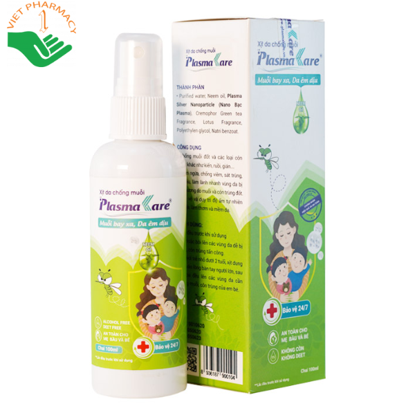 Xịt da chống muỗi PlasmaKare chống muỗi, sát trùng giảm ngứa trị muỗi đốt
