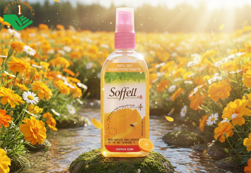 Xịt xua muỗi Soffell hương cam giúp chống muỗi trong suốt 8 giờ (Chai 80ml)