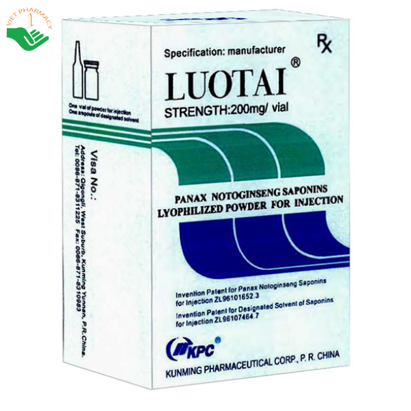Bột đông khô pha tiêm Luotai KPC điều trị đột quỵ, liệt nửa người (1 lọ bột + 1 ống dung môi)