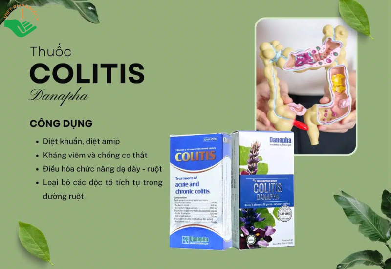 Thuốc Colitis Danapha điều trị viêm đại tràng cấp và mãn tính (3 vỉ x 10 viên)