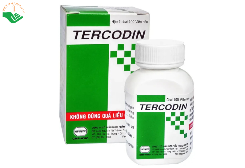 Thuốc Tercodin trị ho, long đờm, viêm phế quản (Hộp 1 lọ x 100 viên)