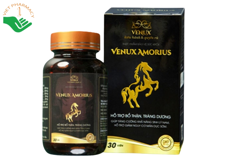 Viên uống Venux Amorius hỗ trợ tăng cường sinh lý nam giới và cân bằng nồng độ nội tiết tố nam (Hộp 30 viên)