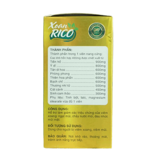 Viên uống Xoan Rico hỗ trợ cải thiện tình trạng viêm xoang nhanh chóng (Hộp 1 lọ 60 viên)