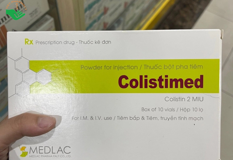Colistimed 3 MIU, điều trị nhiễm khuẩn nặng do vi khuẩn Gram âm (Hộp 10 lọ)