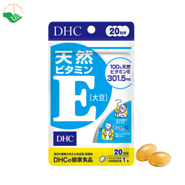 DHC Natural Vitamin E (Soybean) hỗ trợ chống oxy hóa, giúp da mềm mịn và hạn chế lão hóa (20 viên)