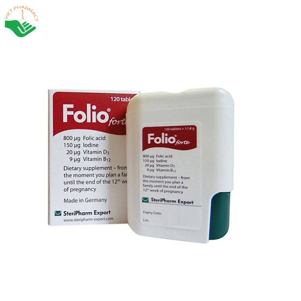 Folio Forte bổ sung acid folic, I ốt và các chất dinh dưỡng cần thiết (Hộp 120 viên)