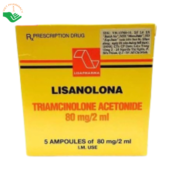Thuốc Lisanolona điều trị sẹo lồi, viêm mũi dị ứng, viêm khớp dạng thấp, đau thắt lưng hông (Hộp 5 ống 2ml)
