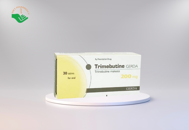 Thuốc Trimebutine Gerda 200mg điều trị viêm loét dạ dày, tá tràng, trào ngược dạ dày, thực quản (Hộp 30 viên)