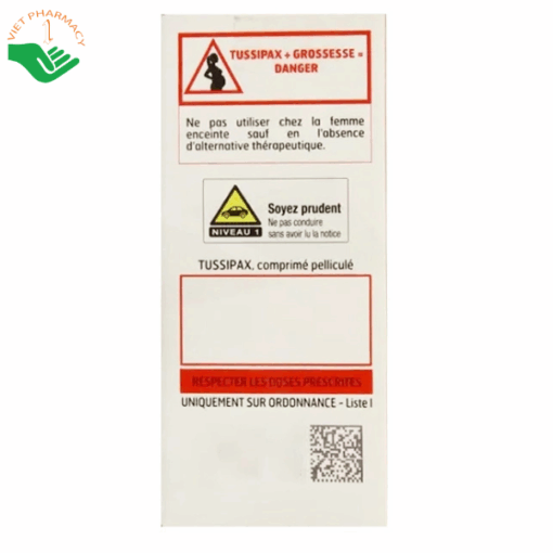 Tussipax Bailleul Laboratoires điều trị cơn ho khan ngắn (Hộp 3 vỉ x 5 viên)
