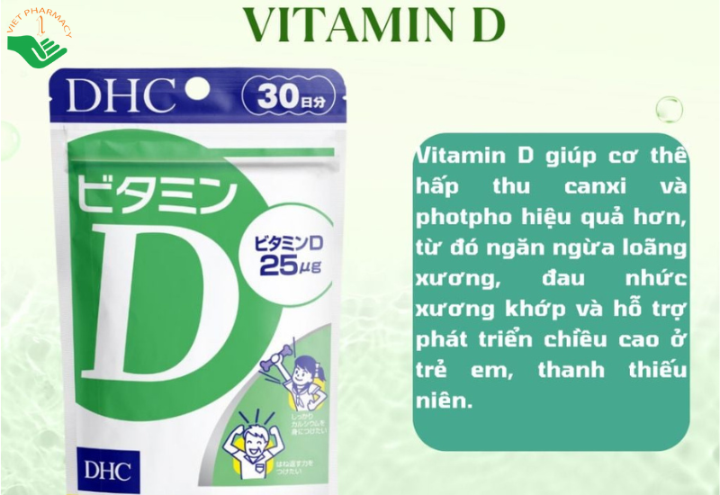 Viên uống DHC Vitamin D Bổ sung vitamin D3 giúp hấp thu canxi (bịch 30 viên)