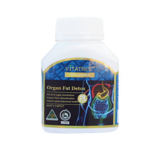 Thực phẩm bảo vệ sức khoẻ Vitatree Organ Fat Detox Hỗ trợ giải độc gan và giảm mỡ máu (Hũ 60 viên)
