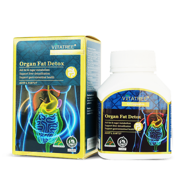 Thực phẩm bảo vệ sức khoẻ Vitatree Organ Fat Detox Hỗ trợ giải độc gan và giảm mỡ máu (Hũ 60 viên)