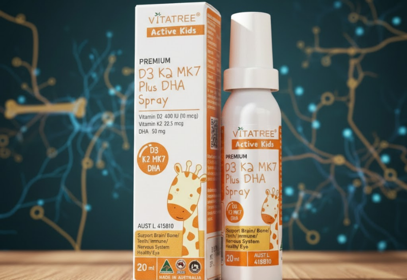 Thực phẩm bảo vệ sức khỏe Vitatree Premium D3 K2 MK7 Plus DHA Spray (chai 20ml)