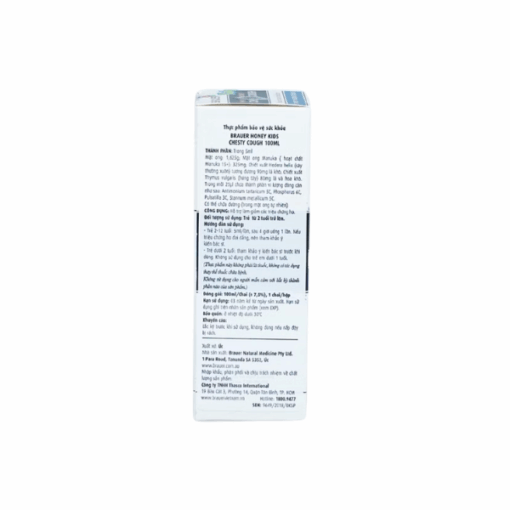 Siro BRAUER Kids Manuka Honey Chesty Cough giảm ho cho trẻ từ 2 tuổi (chai 100ml)