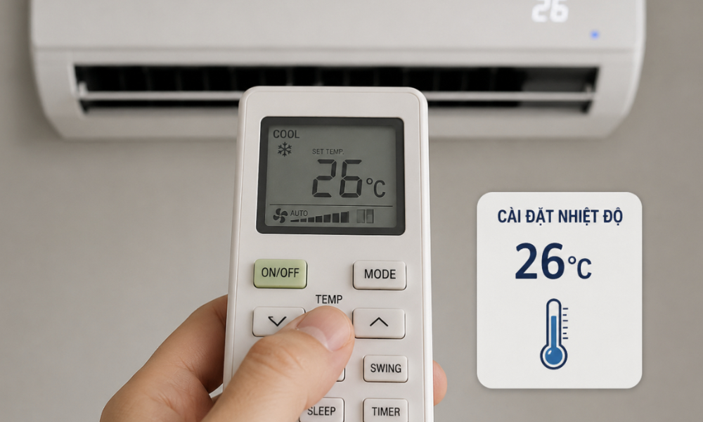 Cài đặt nhiệt độ điều hòa lý tưởng khi ngủ từ 26 đến 28 độ C để bảo vệ sức khỏe