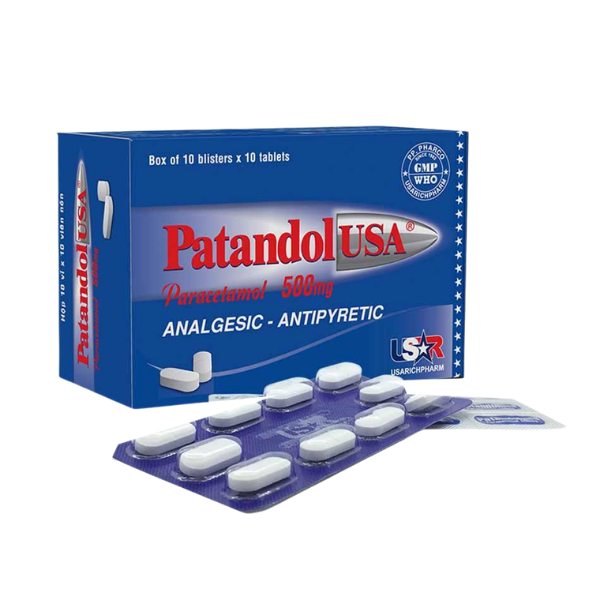 Thuốc giảm đau, hạ sốt Patandolusa (Hộp 100 viên/Chai 500 viên)