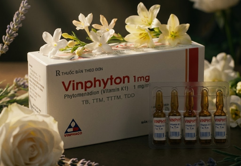 Thuốc tiêm bổ sung Vitamin K1 Vinphyton 1mg VINPHACO (Hộp 10 ống x 1ml)