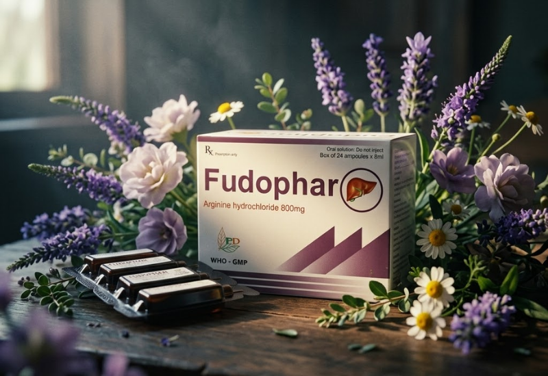 Dung dịch uống bổ gan Fudophar 400mg Phương Đông (Hộp 24 ống x 8ml)