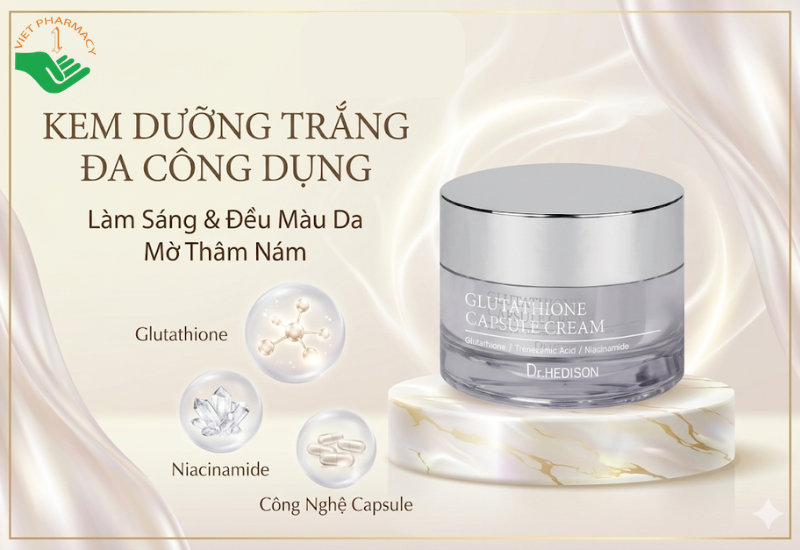Kem dưỡng sáng da cao cấp Glutathione Toning Cream Dr.Hedison giúp làm sáng và đều màu da (Hũ 50g)