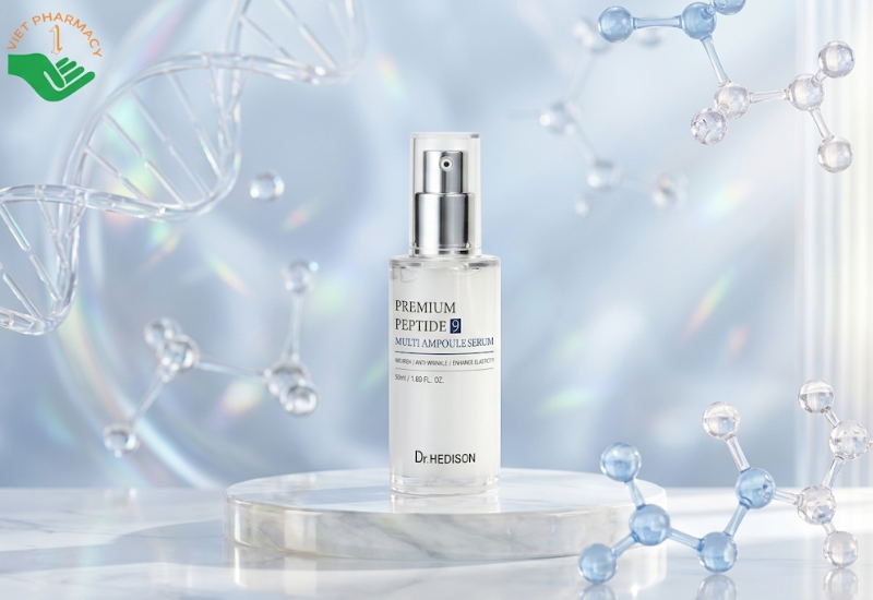 Tinh chất huyết thanh cao cấp 9 loại Peptide Premium Peptide 9 Multi Ampoule Serum Dr.Hedison giúp thúc đẩy tăng sinh collagen và trẻ hóa da (Chai 250ml)