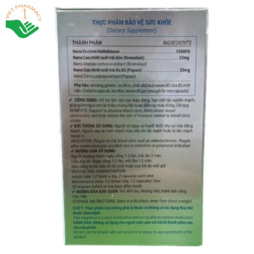 Viên uống Nano Nattokinase hỗ trợ hạn chế tắc nghẽn mạch