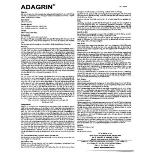 Thuốc cường dương ADAGRIN 50mg (Hộp 1 vỉ 3 viên)