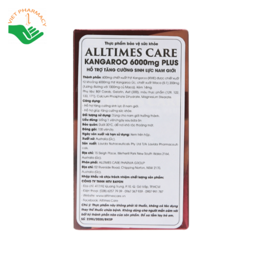 Tăng cường sinh lực nam giới Alltimes Care Premium Kangaroo Essence 6000mg