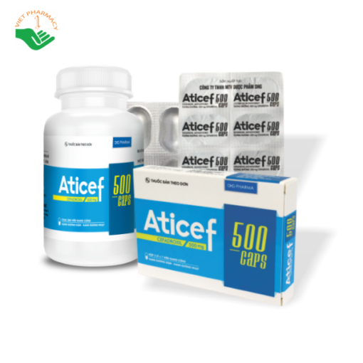 Thuốc trị nhiễm khuẩn từ nhẹ đến vừa Aticef 500mg Caps