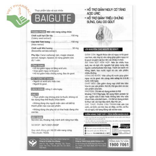 Baigout - Hỗ Trợ Cải Thiện Sưng, Đau Khớp Do Gout