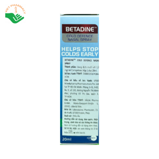 BETADINE Cold Defence Nasal Spray - Dung dịch xịt mũi ngừa cảm cúm cho người lớn