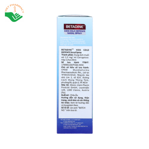 Betadine Kids Cold Defence Nasal Spray ngừa virus cảm cúm cho bé