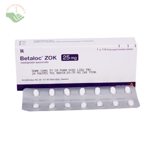 Betaloc ZOK 25mg trị tăng huyết áp, đau thắt ngực