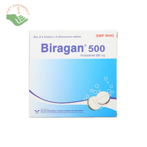 Thuốc Biragan 500mg (Hộp 4 vỉ x 4 viên sủi)