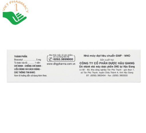 BisacodylDHG 5mg trị táo bón