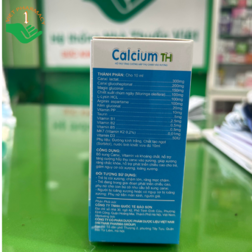 Calcium TH hỗ trợ tăng cường hấp thu canxi vào xương (hộp 20 ống x 10ml)