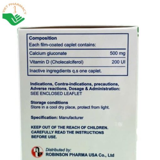 Calcium D Robinson Pharma trị loãng xương, còi xương