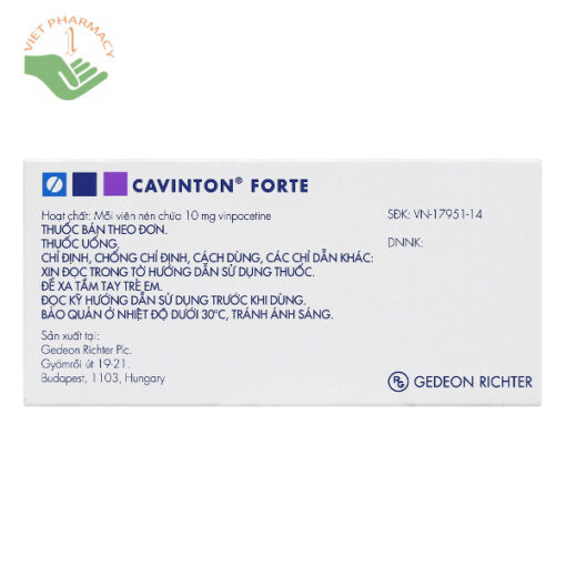 Cavinton forte - Thuốc điều trị rối loạn tuần hoàn não của Hungary