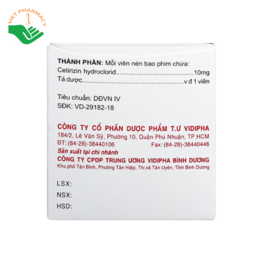 Thuốc Cetirizin 10mg