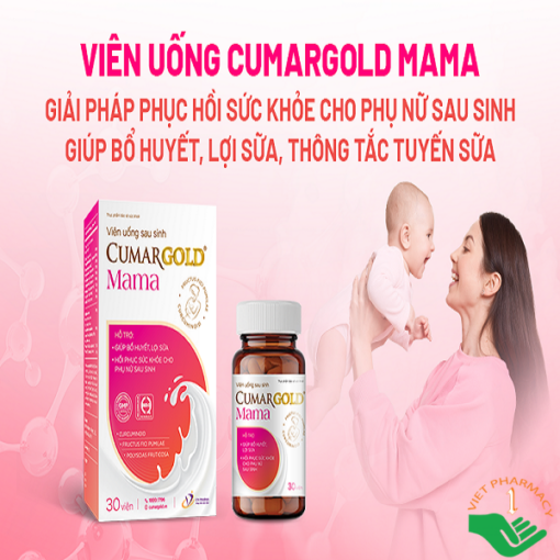 Viên uống sau sinh CumarGold Mama giúp lợi sữa, bổ huyết, hồi phục sức khỏe