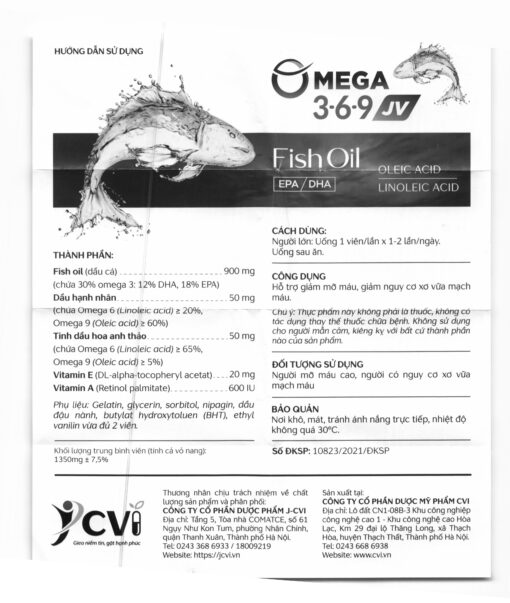 Dầu cá Omega 3-6-9 JV (Hộp 60 viên)