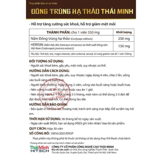 Viên uống đông trùng hạ thảo Thái Minh