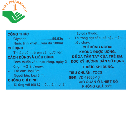 Dung dịch bơm trực tràng Rectiofar trị táo bón