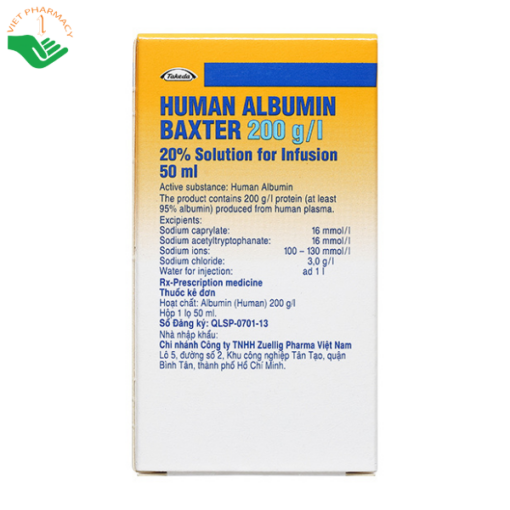 Dung dịch tiêm Human Albumin Baxter 200g/l