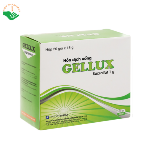 Hỗn dịch uống Gellux gói 1g - điều trị ngắn ngày viêm loát dạ dày, tá tràng