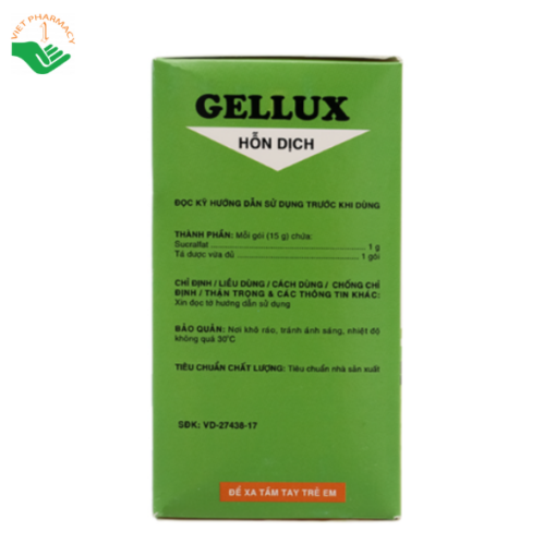 Hỗn dịch uống Gellux gói 1g - điều trị ngắn ngày viêm loát dạ dày, tá tràng