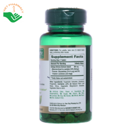 Ginkgo Biloba 60 mg - Tăng cường tuần hoàn não